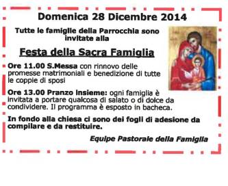 Festa Sacra Famiglia Dicembre 2014 Morciola