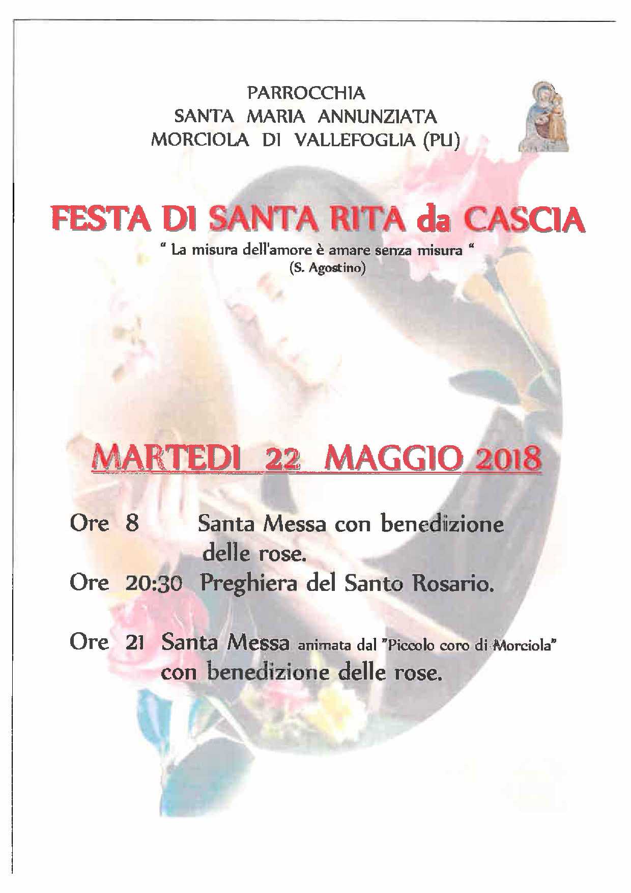 LOCANDINA FESTA S.RITA DA CASCIA 22 MAGGIO 2018