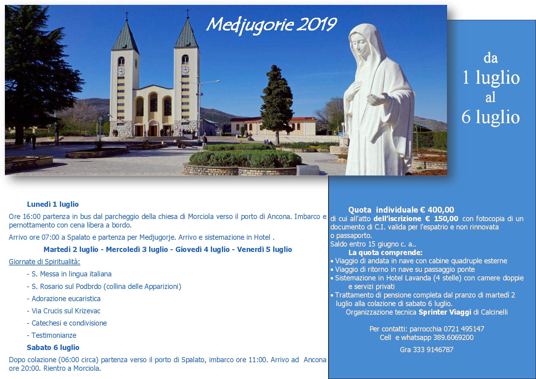 Locandina medjugorje 2019