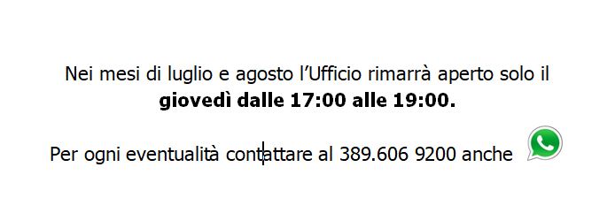 Oraio luglio agosto 2023